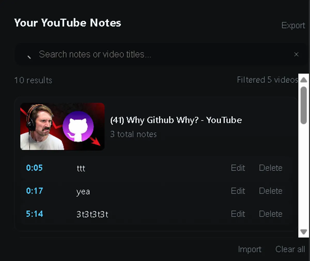 YouTube Notes Extension